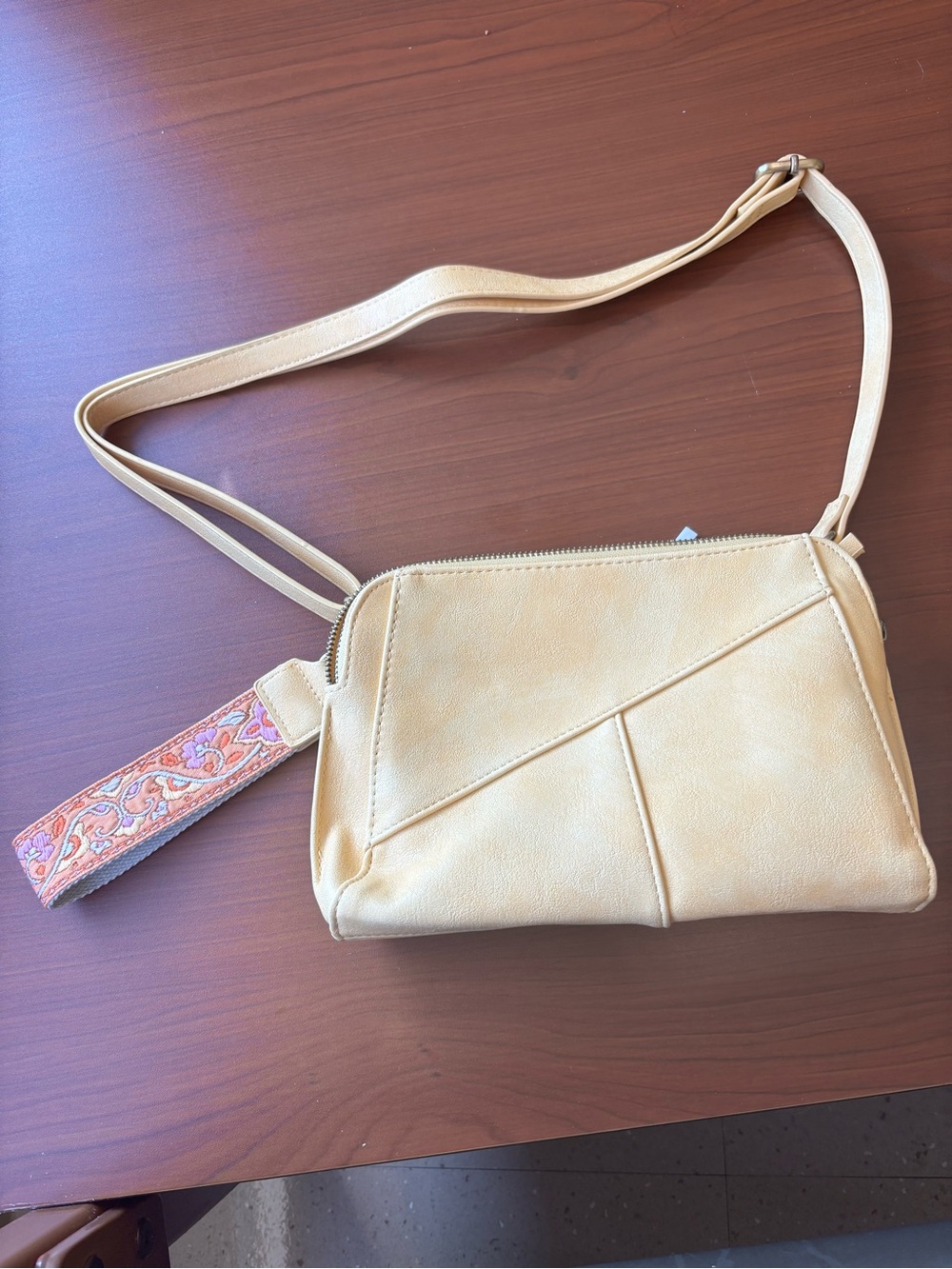Women’s yellow Crossbody Bag with Decorative Strap